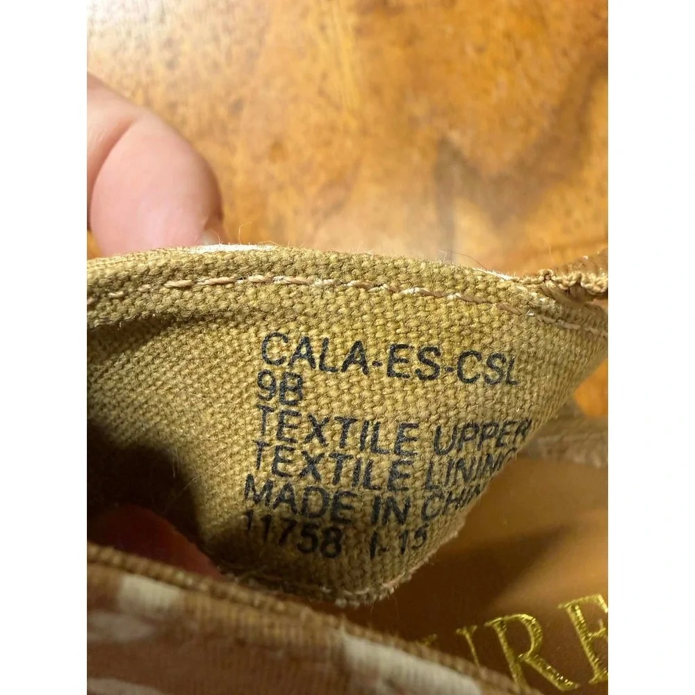 vtg‎ Lauren Ralph Lauren 9 B Cala Espadrille Wedge Sandals Tan White CALA-ES-CSL